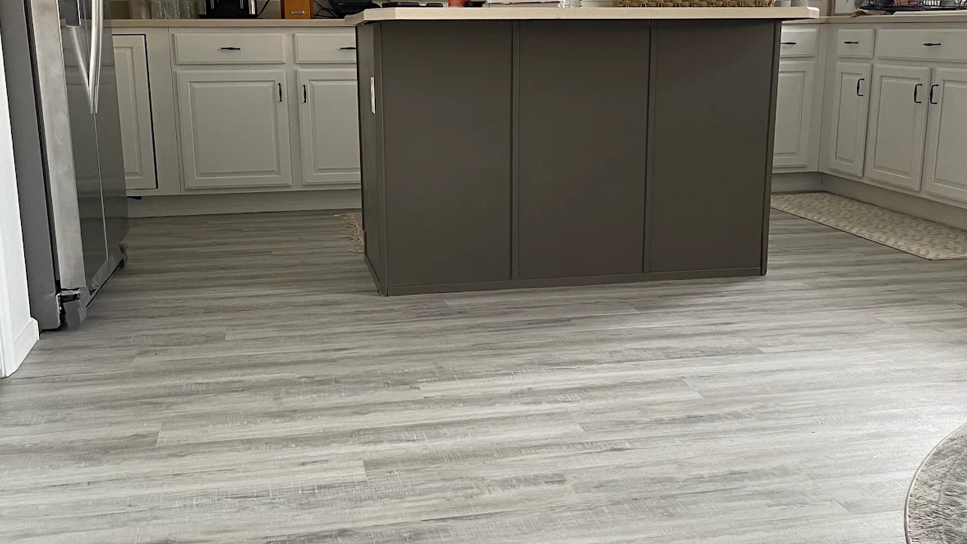 Luxury vinyl plank flooring in a kitchen