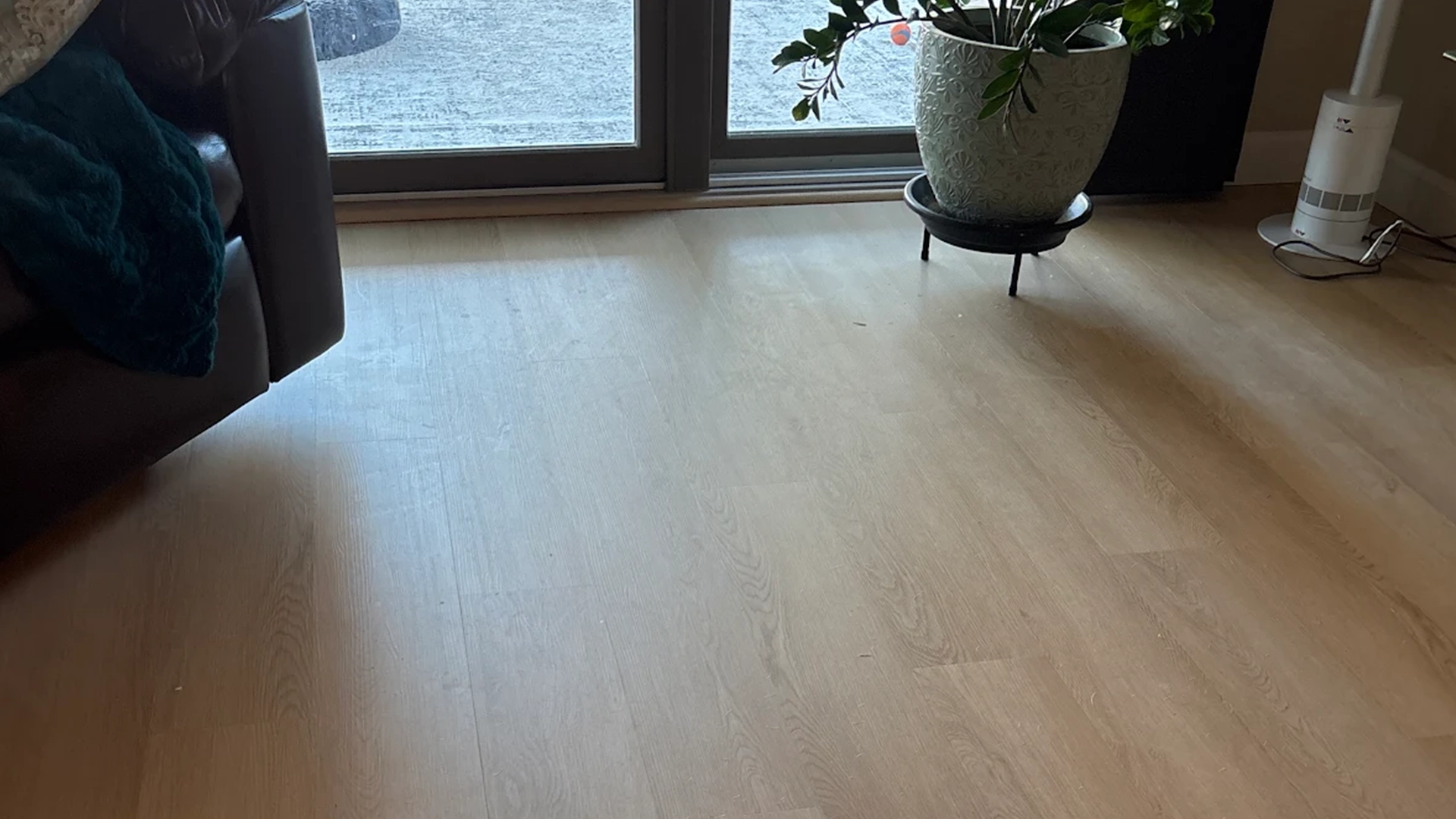 Wood-look laminate flooring in a living room